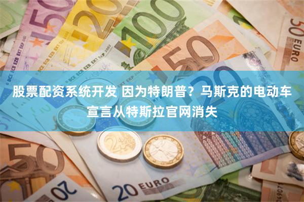 股票配资系统开发 因为特朗普？马斯克的电动车宣言从特斯拉官网消失