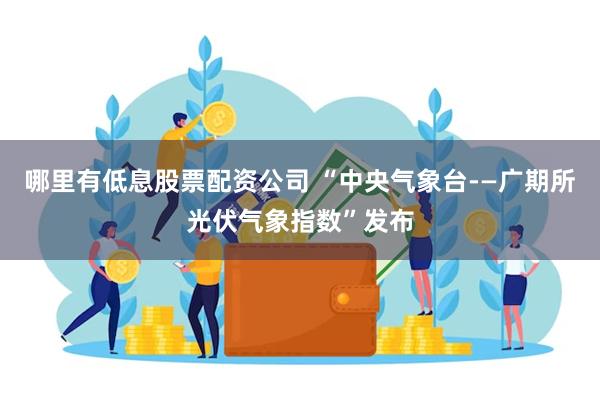 哪里有低息股票配资公司 “中央气象台-—广期所光伏气象指数”发布